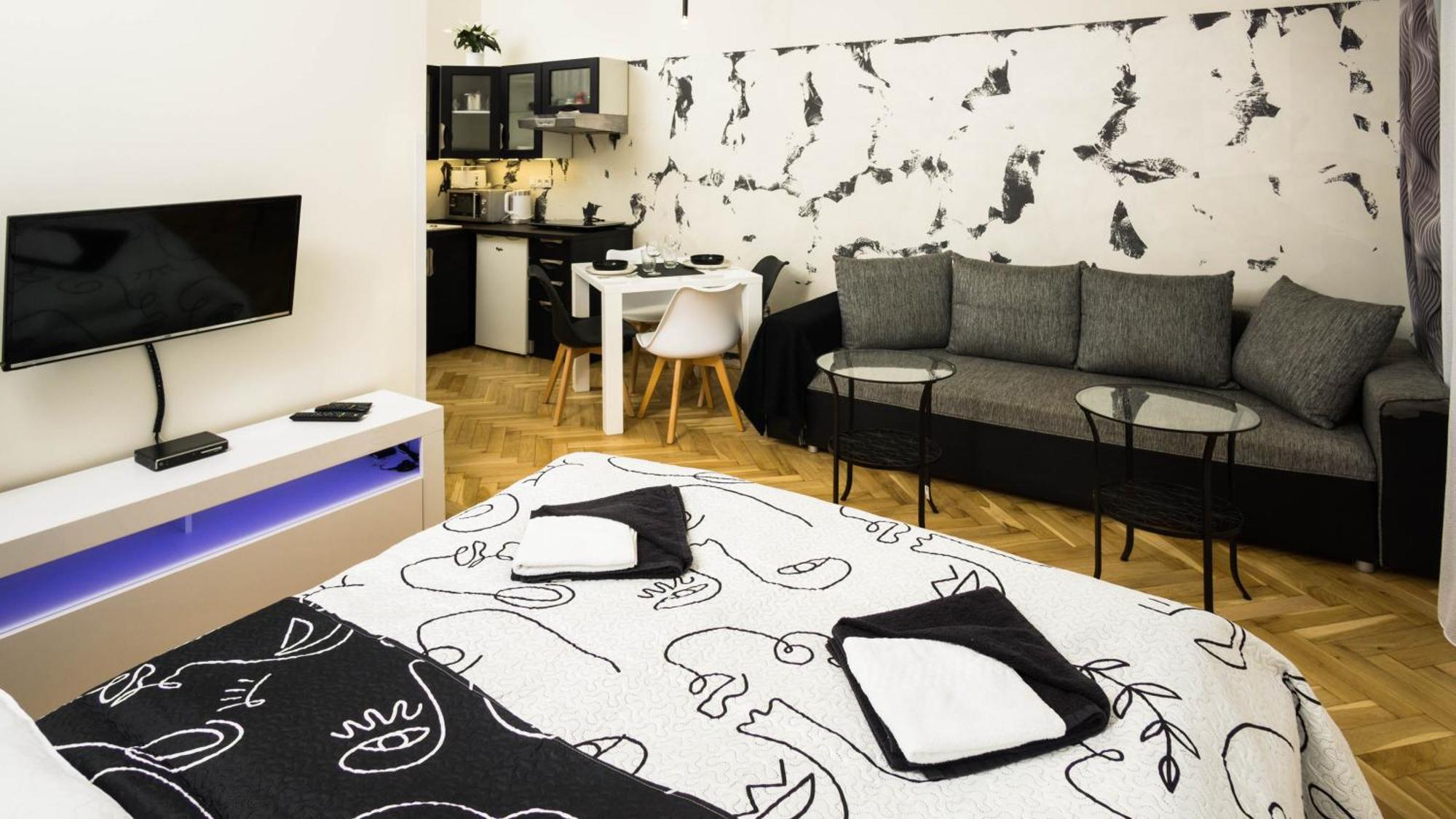 Black & White Apartment Prague By Wenceslas Square And Muzeum Apartamento *